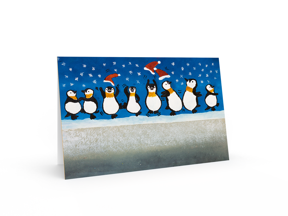 Pinguine mit Weihnachtsmann Mütze